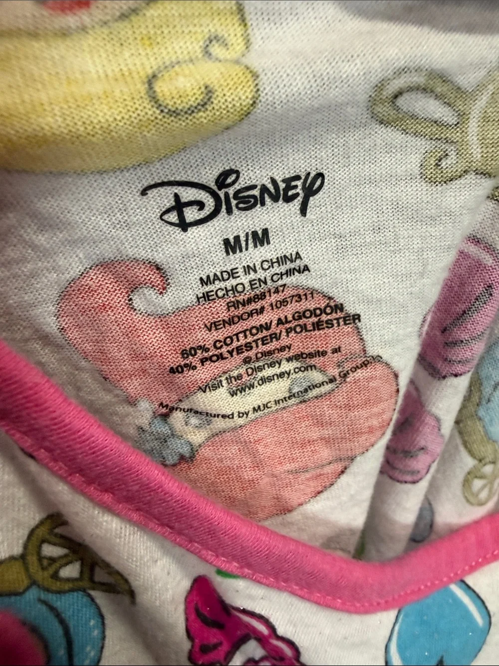 Girls' Disney Princess Sleeveless Pink-Trim pajamas